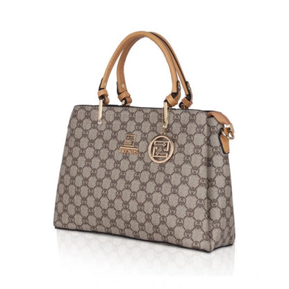 Women's Faux Leather Printed Handbag (Camel) - POPNOVA