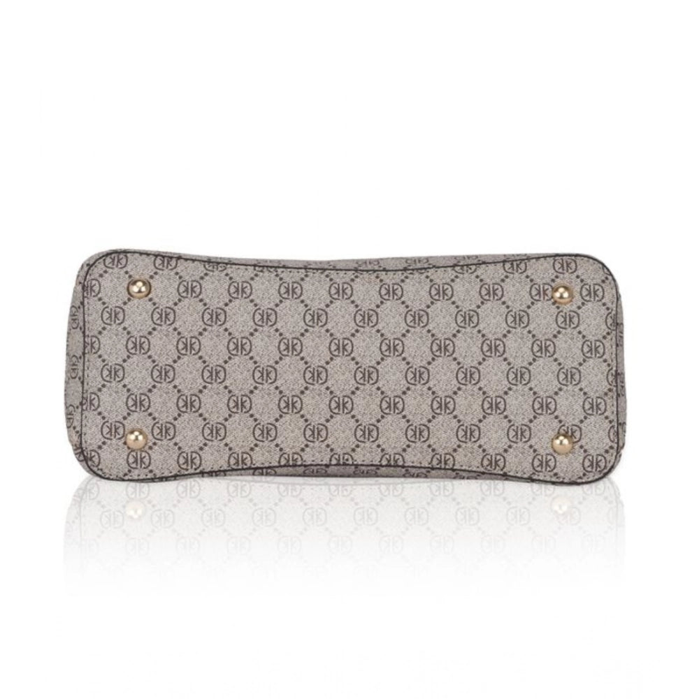Women's Faux Leather Printed Handbag (Beige) - POPNOVA
