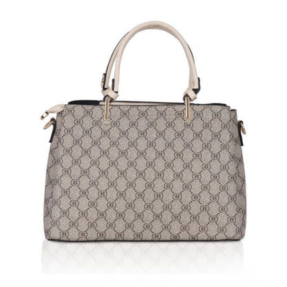 Women's Faux Leather Printed Handbag (Beige) - POPNOVA