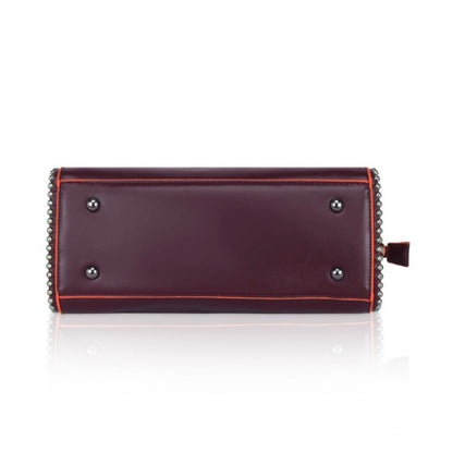 Women's Faux Leather Metal Beads Handbag (Wine Red) - POPNOVA