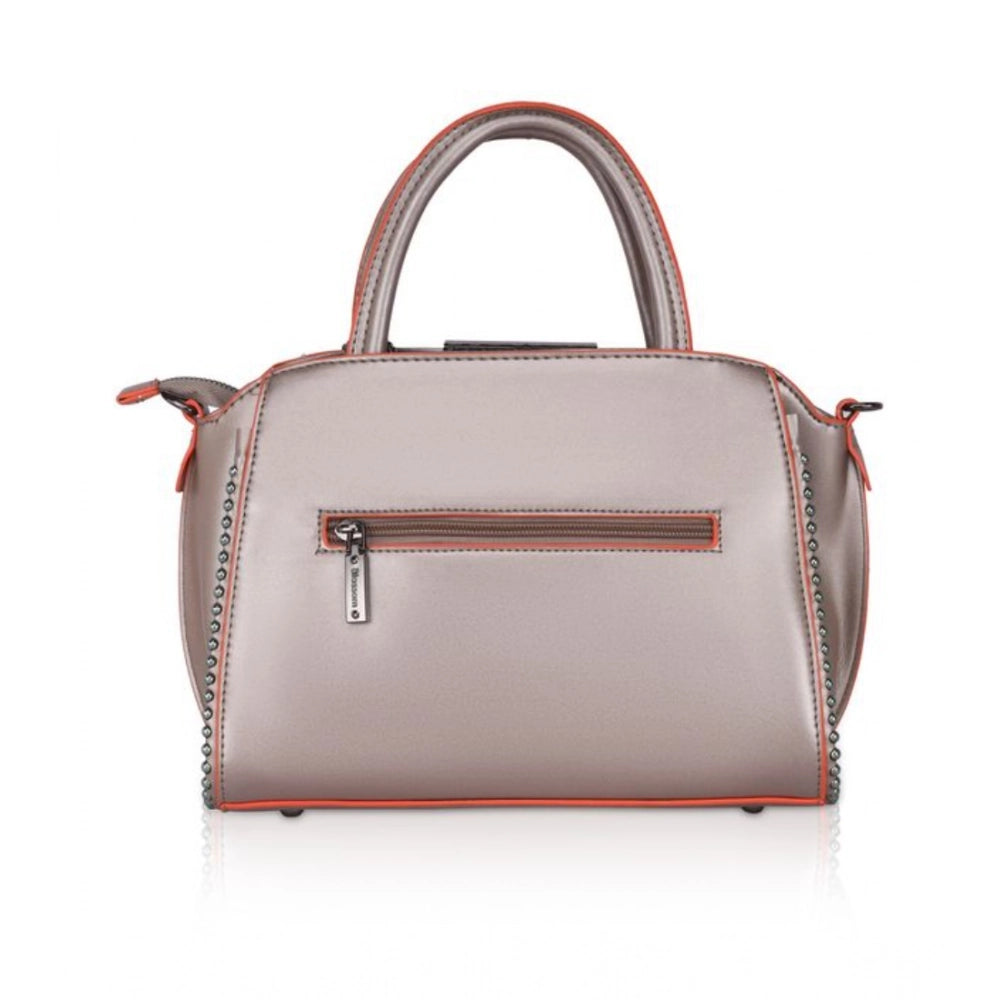 Women's Faux Leather Metal Beads Handbag (Bronze) - POPNOVA