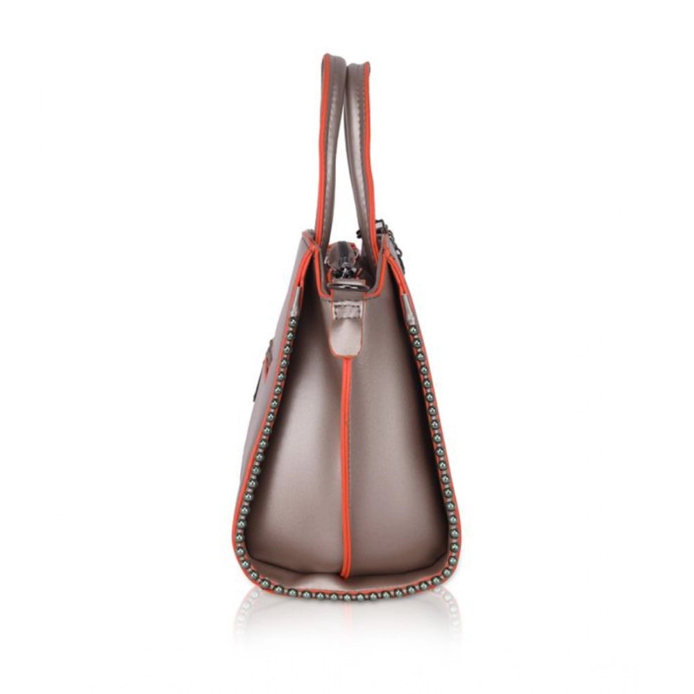 Women's Faux Leather Metal Beads Handbag (Bronze) - POPNOVA
