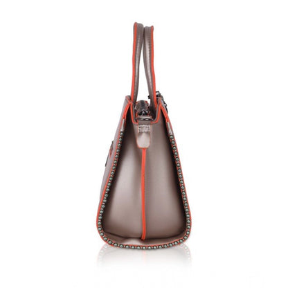Women's Faux Leather Metal Beads Handbag (Bronze) - POPNOVA