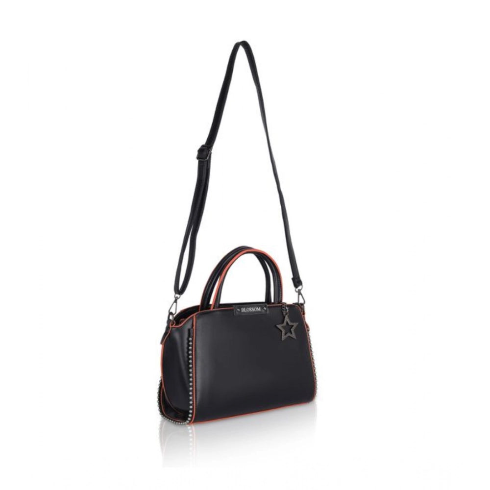 Women's Faux Leather Metal Beads Handbag (Black) - POPNOVA