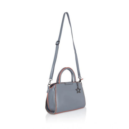 Women's Faux Leather Metal Beads Handbag (Grey) - POPNOVA