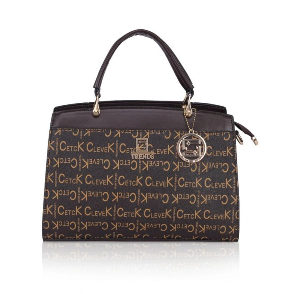 Women's Faux Leather Printed Handbag (Coffee) - POPNOVA