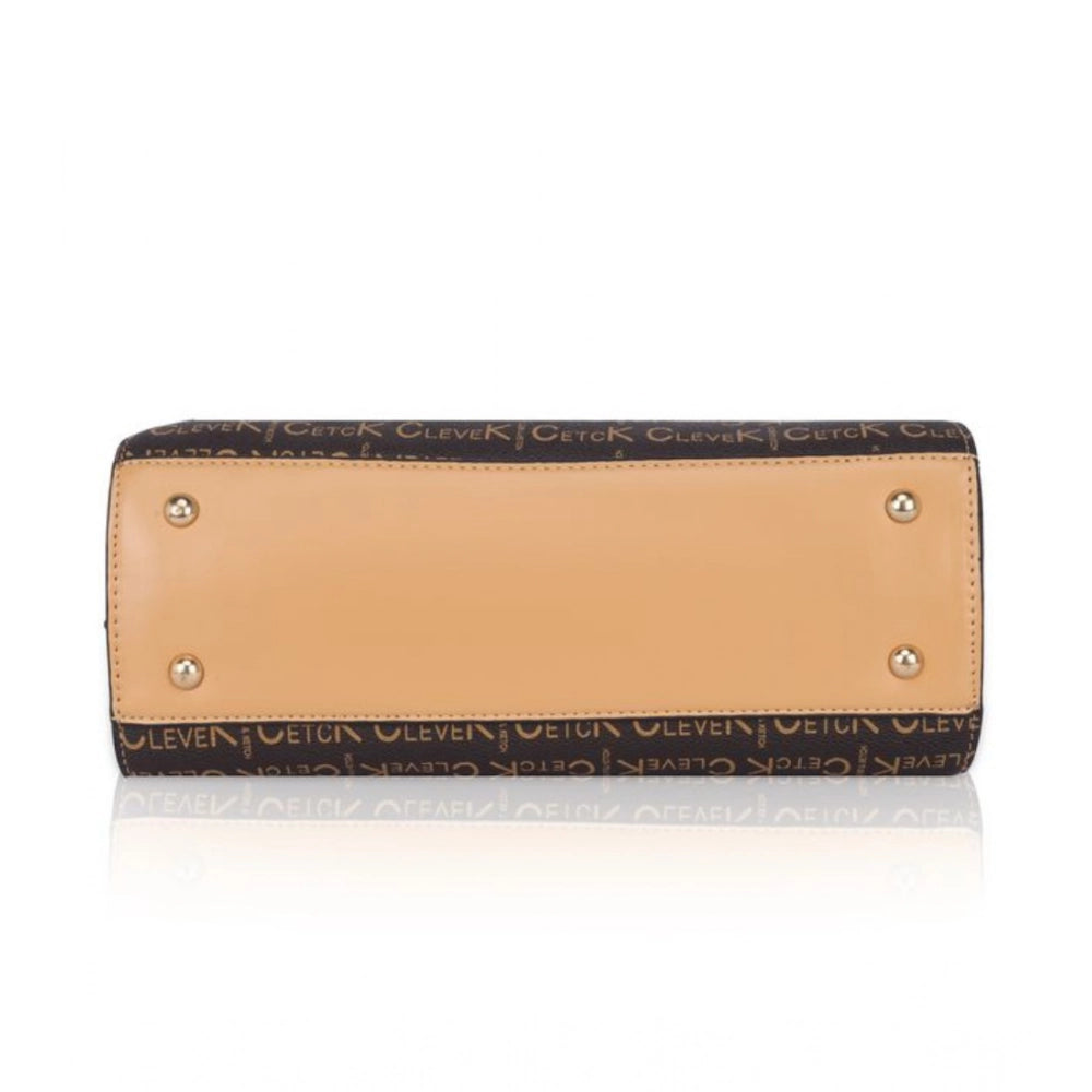 Women's Faux Leather Printed Handbag (Camel) - POPNOVA