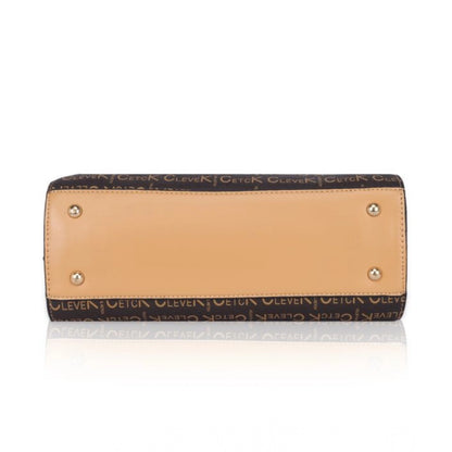 Women's Faux Leather Printed Handbag (Camel) - POPNOVA