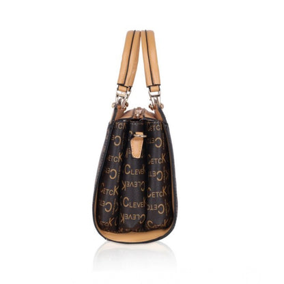 Women's Faux Leather Printed Handbag (Camel) - POPNOVA