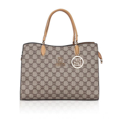 Women's Faux Leather Printed Handbag (Camel) - POPNOVA