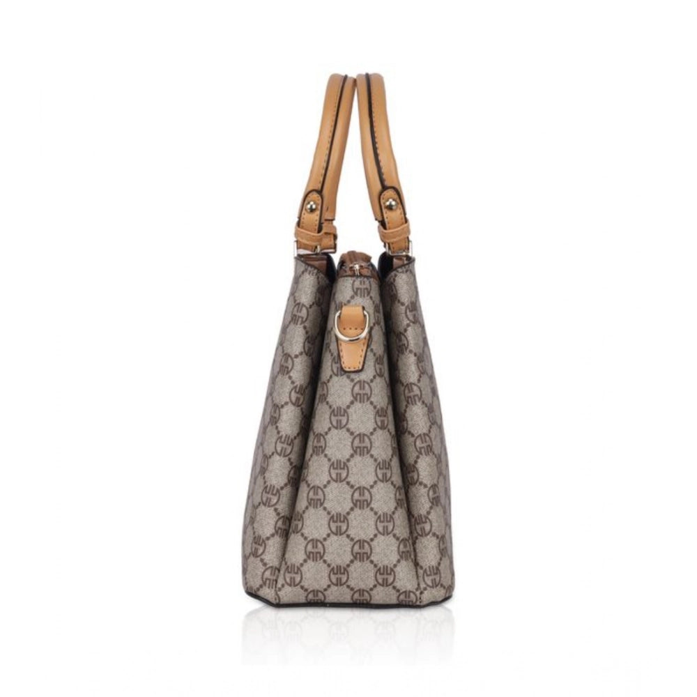 Women's Faux Leather Printed Handbag (Camel) - POPNOVA