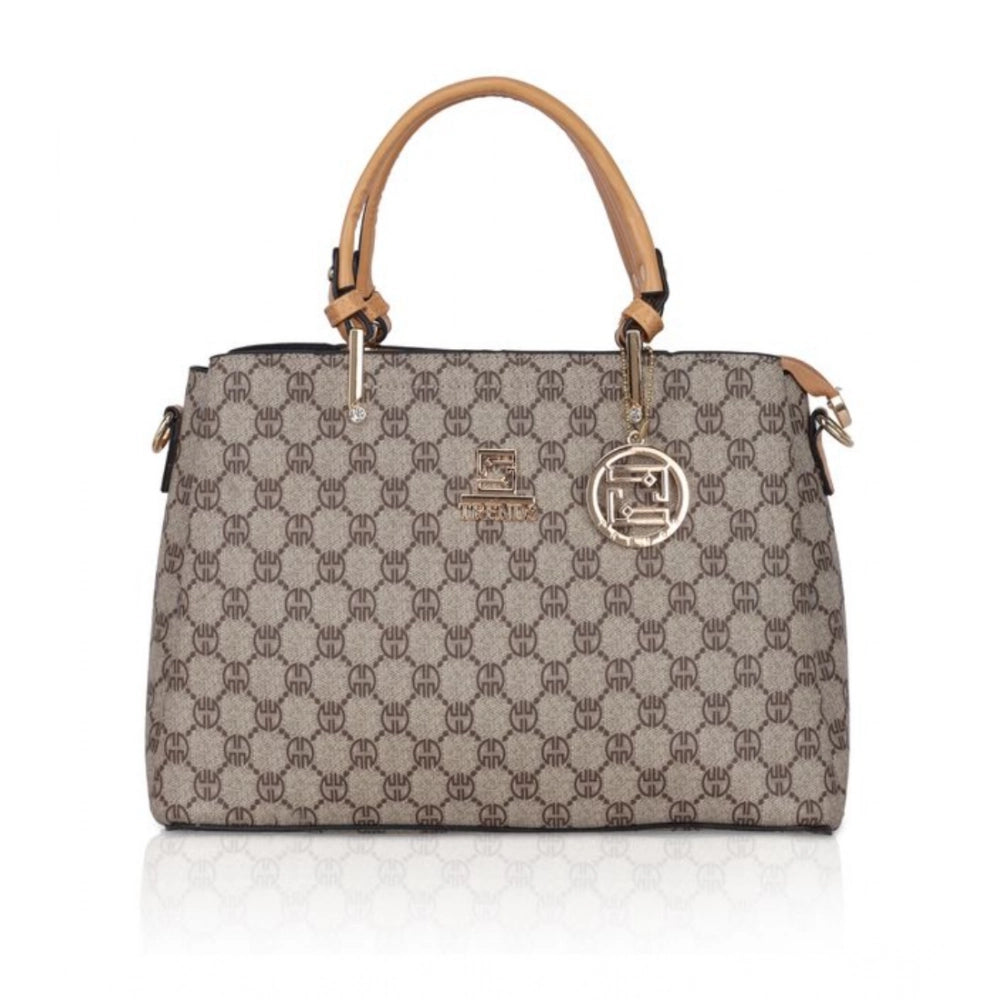 Women's Faux Leather Printed Handbag (Camel) - POPNOVA