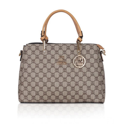 Women's Faux Leather Printed Handbag (Camel) - POPNOVA