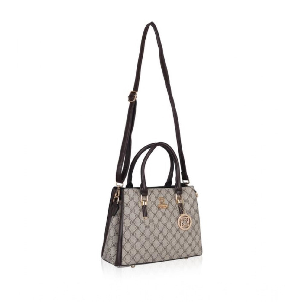 Women's Faux Leather Printed Handbag (Coffee) - POPNOVA