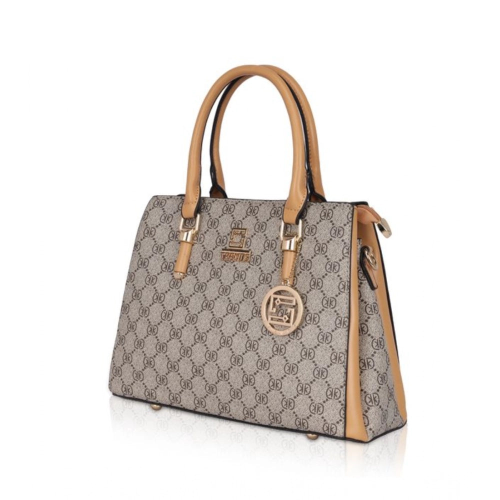 Women's Faux Leather Printed Handbag (Camel) - POPNOVA