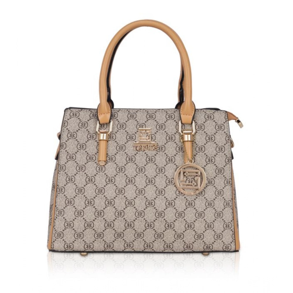 Women's Faux Leather Printed Handbag (Camel) - POPNOVA