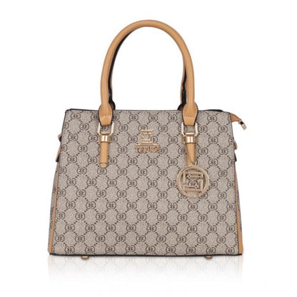 Women's Faux Leather Printed Handbag (Camel) - POPNOVA