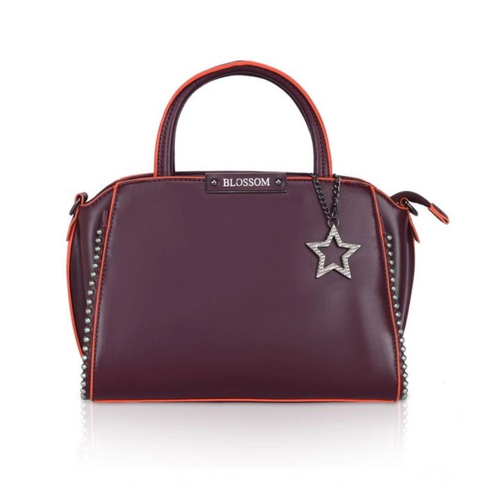 Women's Faux Leather Metal Beads Handbag (Wine Red) - POPNOVA