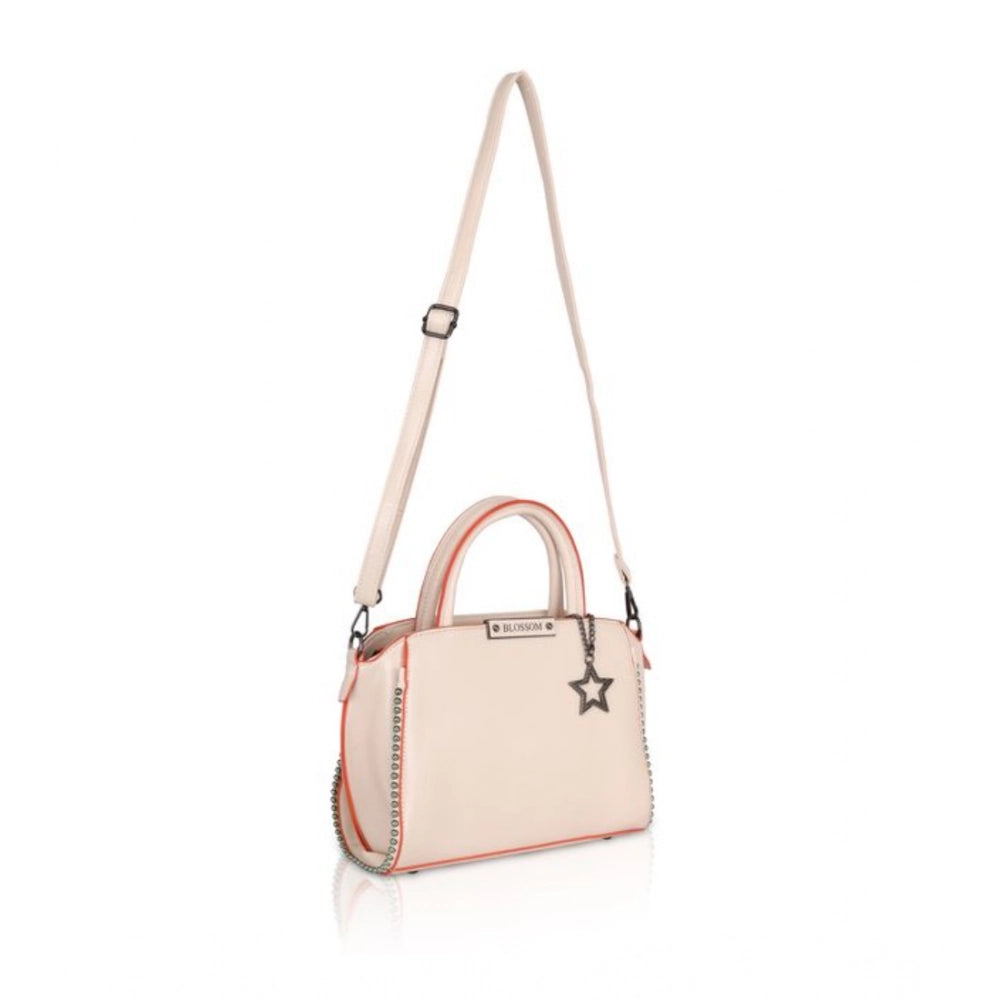 Women's Faux Leather Metal Beads Handbag (Pink) - POPNOVA
