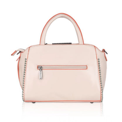 Women's Faux Leather Metal Beads Handbag (Pink) - POPNOVA