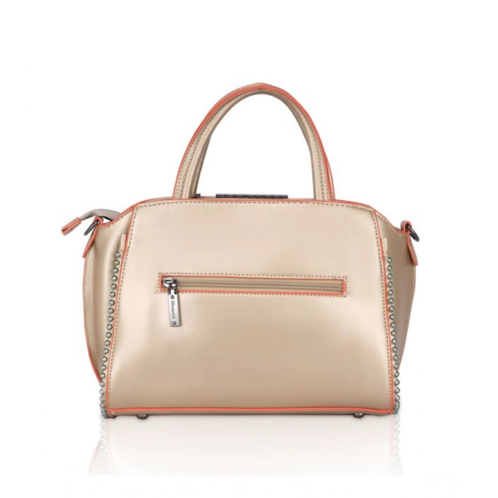 Women's Faux Leather Metal Beads Handbag (Gold) - POPNOVA
