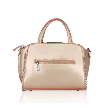 Women's Faux Leather Metal Beads Handbag (Gold) - POPNOVA