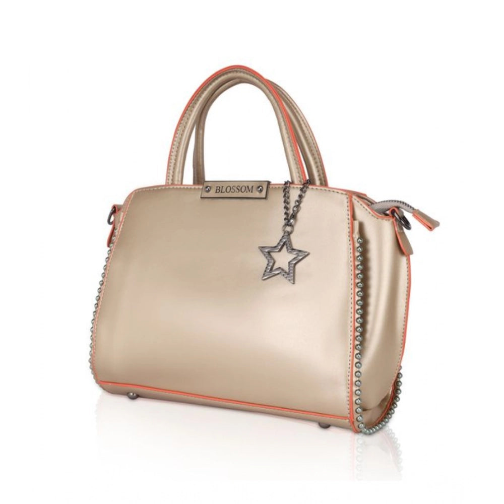 Women's Faux Leather Metal Beads Handbag (Gold) - POPNOVA