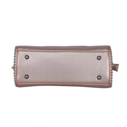 Women's Faux Leather Metal Beads Handbag (Bronze) - POPNOVA