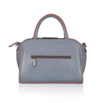 Women's Faux Leather Metal Beads Handbag (Grey) - POPNOVA