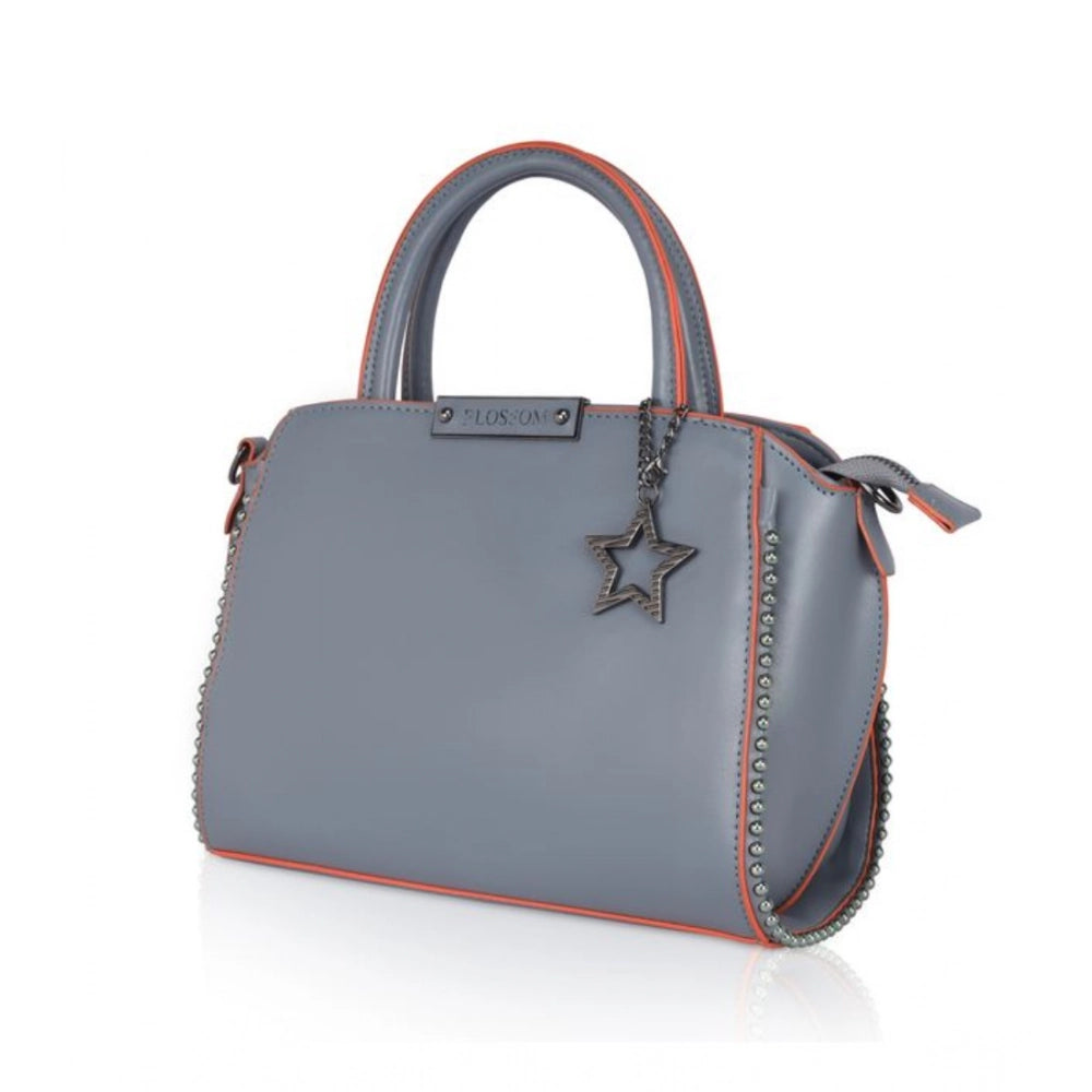 Women's Faux Leather Metal Beads Handbag (Grey) - POPNOVA