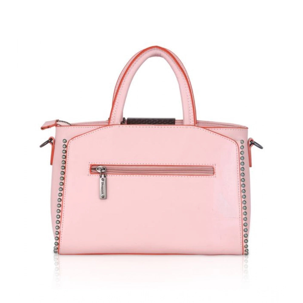 Women's Faux Leather Metal Beads Handbag (Pink) - POPNOVA