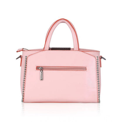 Women's Faux Leather Metal Beads Handbag (Pink) - POPNOVA