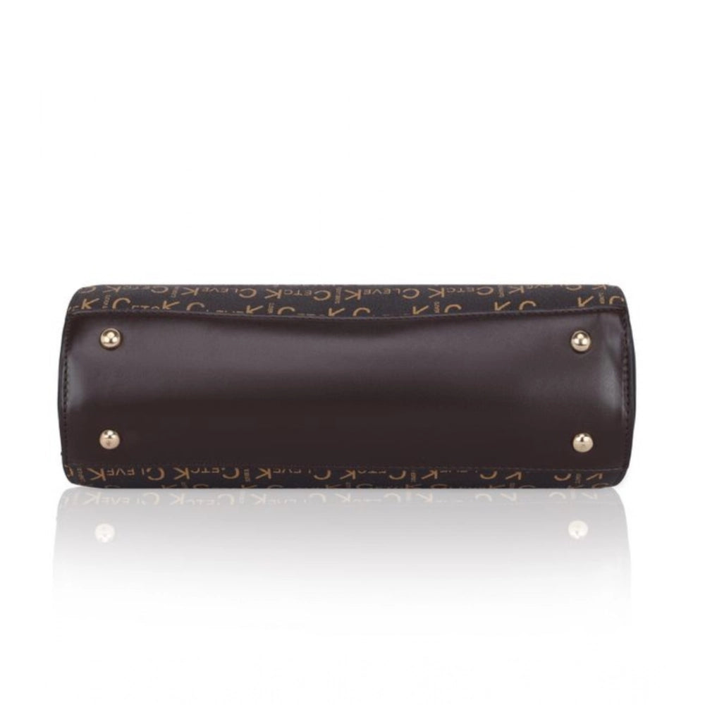 Women's Faux Leather Printed Handbag (Coffee) - POPNOVA