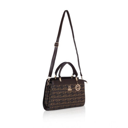 Women's Faux Leather Printed Handbag (Coffee) - POPNOVA