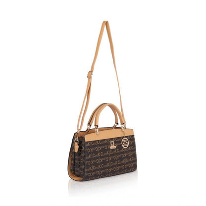 Women's Faux Leather Printed Handbag (Camel) - POPNOVA