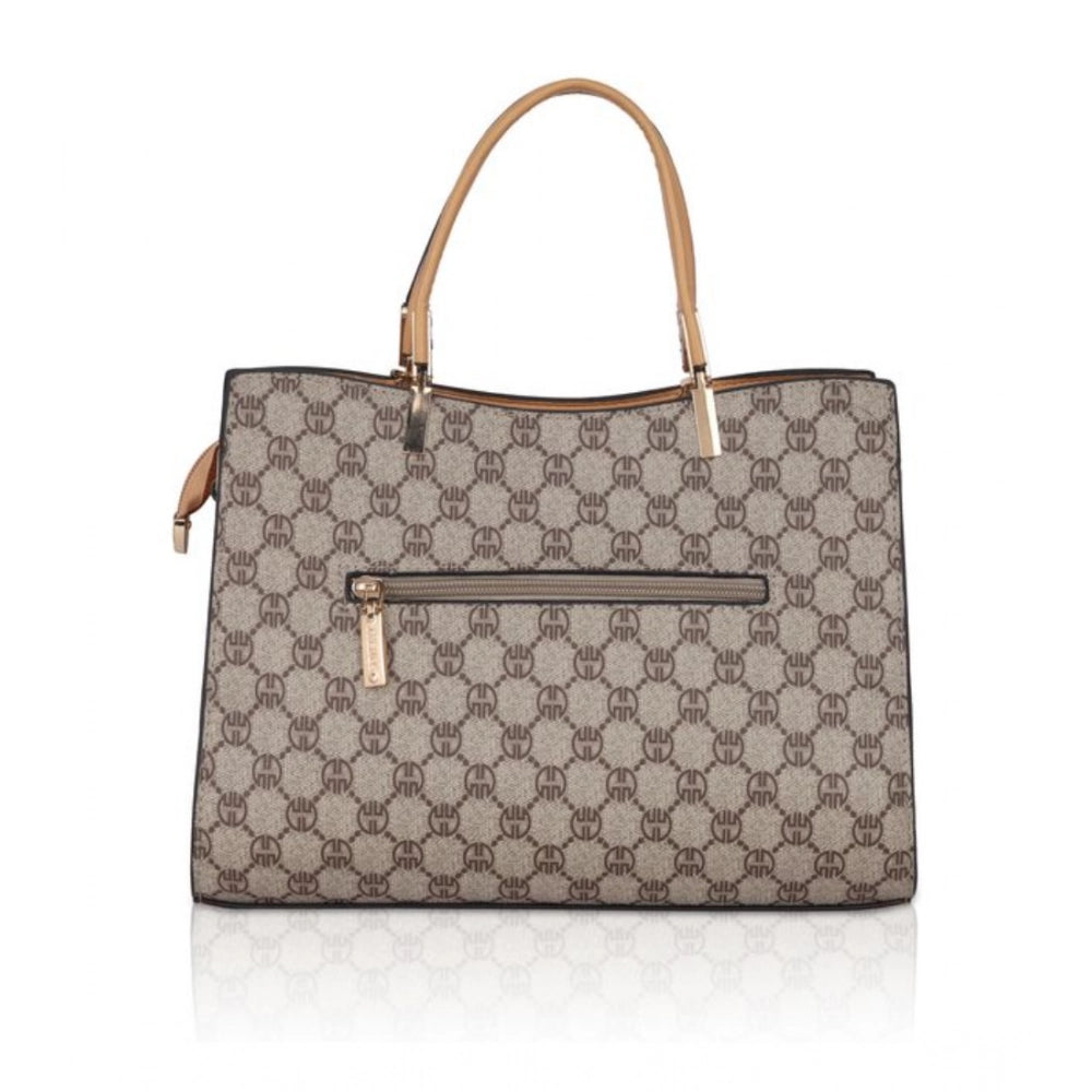 Women's Faux Leather Printed Handbag (Camel) - POPNOVA