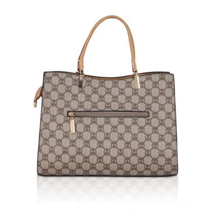 Women's Faux Leather Printed Handbag (Camel) - POPNOVA