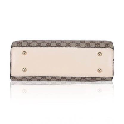 Women's Faux Leather Printed Handbag (Beige) - POPNOVA