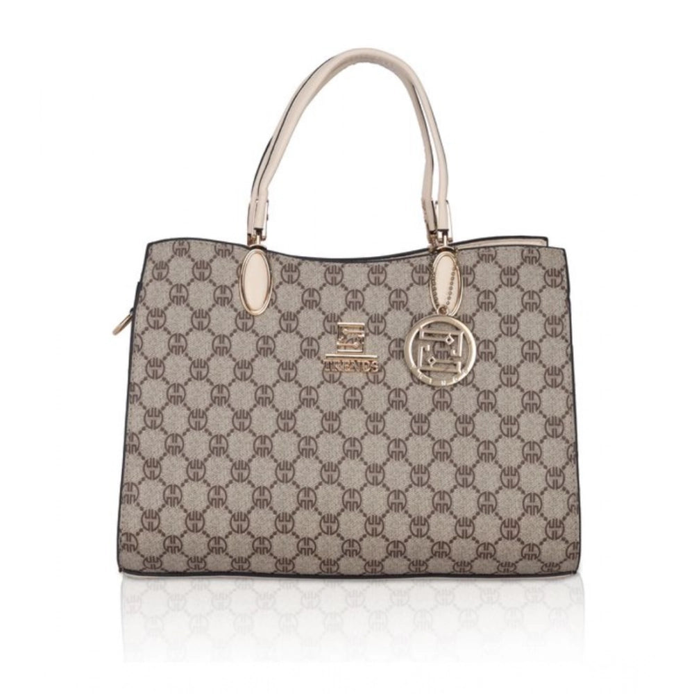 Women's Faux Leather Printed Handbag (Beige) - POPNOVA