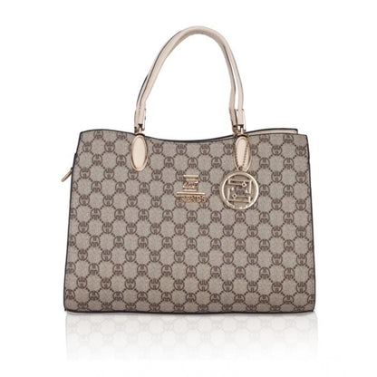 Women's Faux Leather Printed Handbag (Beige) - POPNOVA