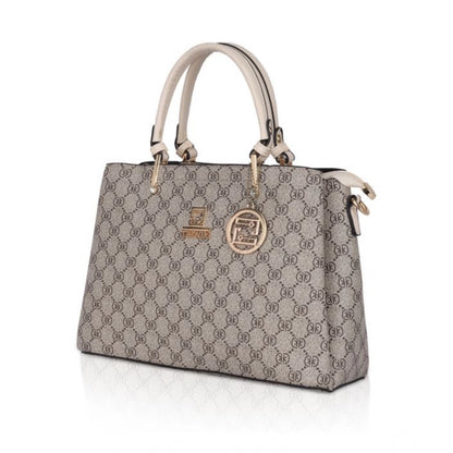 Women's Faux Leather Printed Handbag (Beige) - POPNOVA