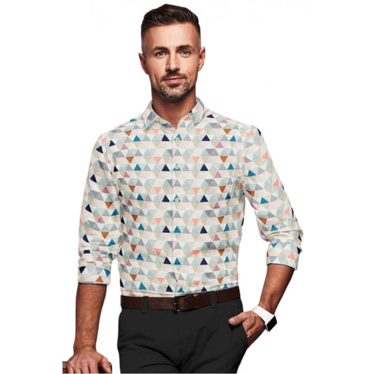 Men's Cotton Blended Printed Full Sleeve Shirt (Multicolor) - Multicolor, Cotton Blended • Pattern: Printed, Full Sleeve | POPNOVA