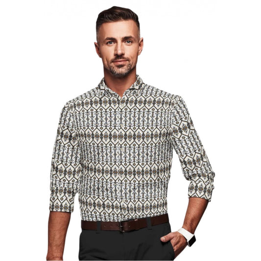Men's Cotton Blended Printed Full Sleeve Shirt (Multicolor) - Multicolor, Cotton Blended • Pattern: Printed, Full Sleeve | POPNOVA