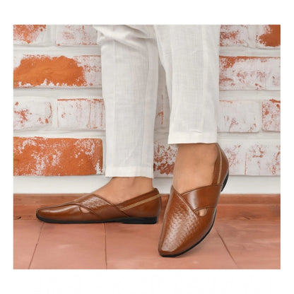 Men's Faux Leather Formal Shoes (Tan) - Tan, Faux Leather • Closure Type: Slip-On, Slip-On | POPNOVA