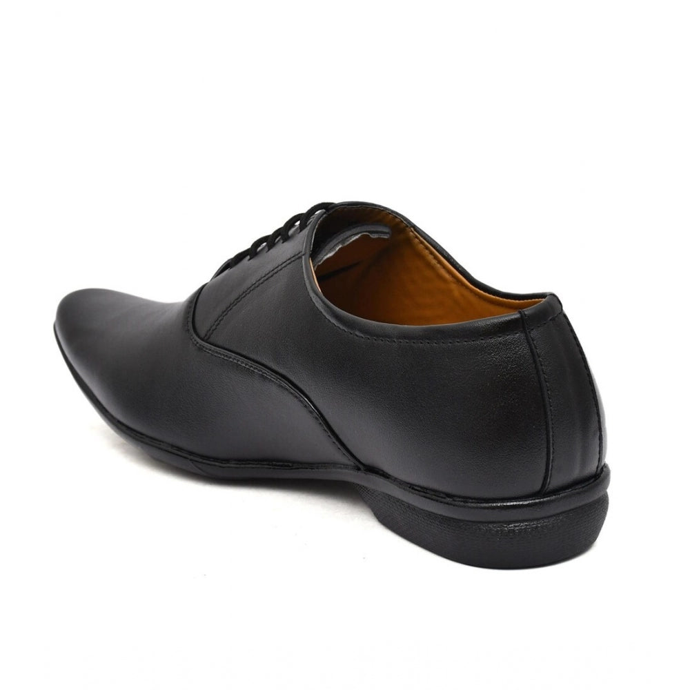 Men's Faux Leather Formal Shoes (Black) - Black, Faux Leather • Closure Type: Lace-Up, Lace-Up | POPNOVA