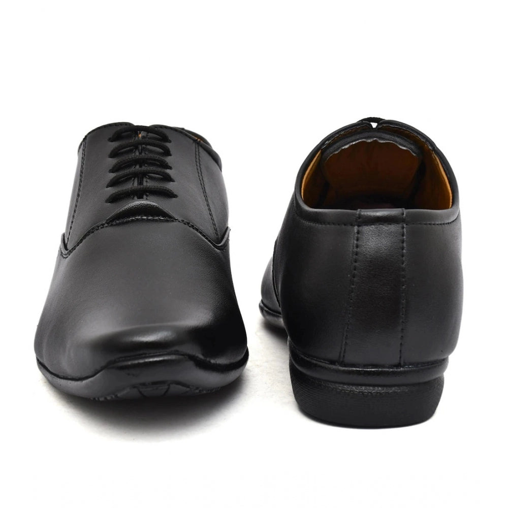 Men's Faux Leather Formal Shoes (Black) - Black, Faux Leather • Closure Type: Lace-Up, Lace-Up | POPNOVA