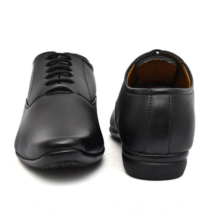 Men's Faux Leather Formal Shoes (Black) - Black, Faux Leather • Closure Type: Lace-Up, Lace-Up | POPNOVA