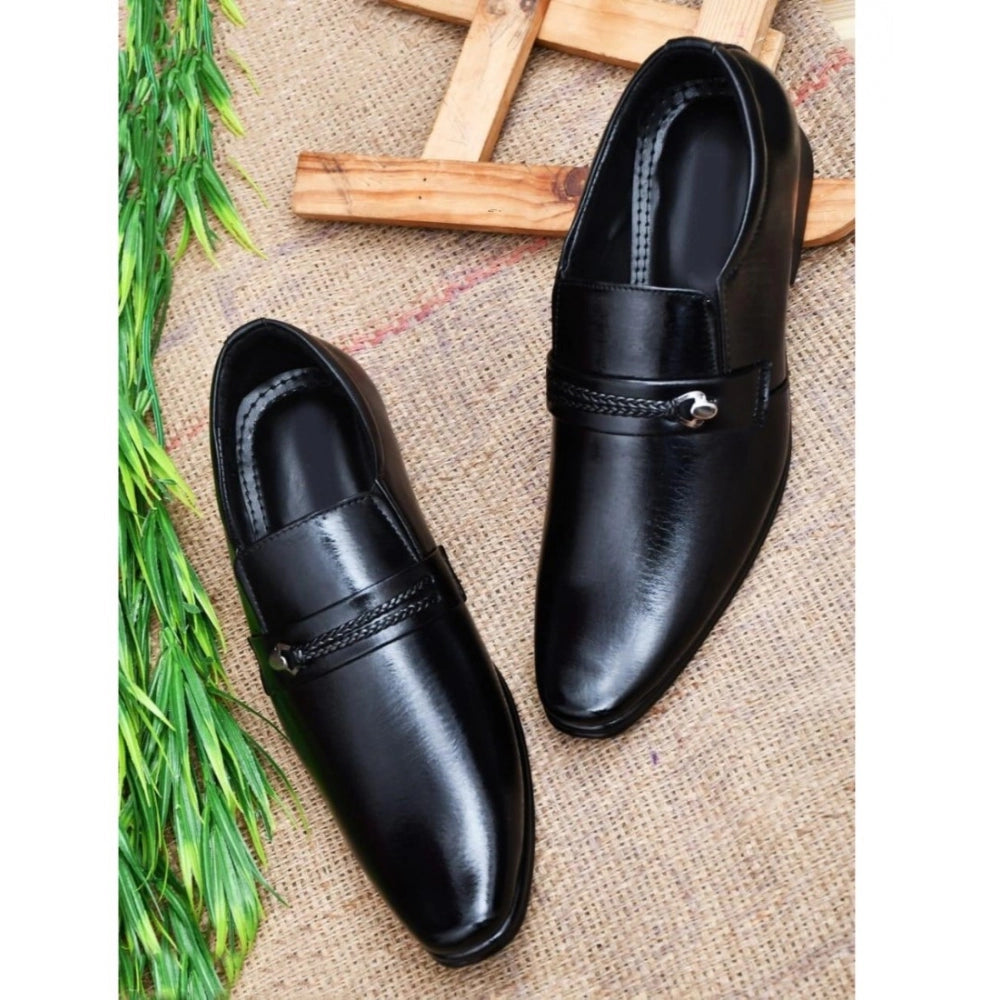 Men's Faux Leather Formal Shoes (Black) - Black, Faux Leather • Closure Type: Slip-On, Slip-On | POPNOVA