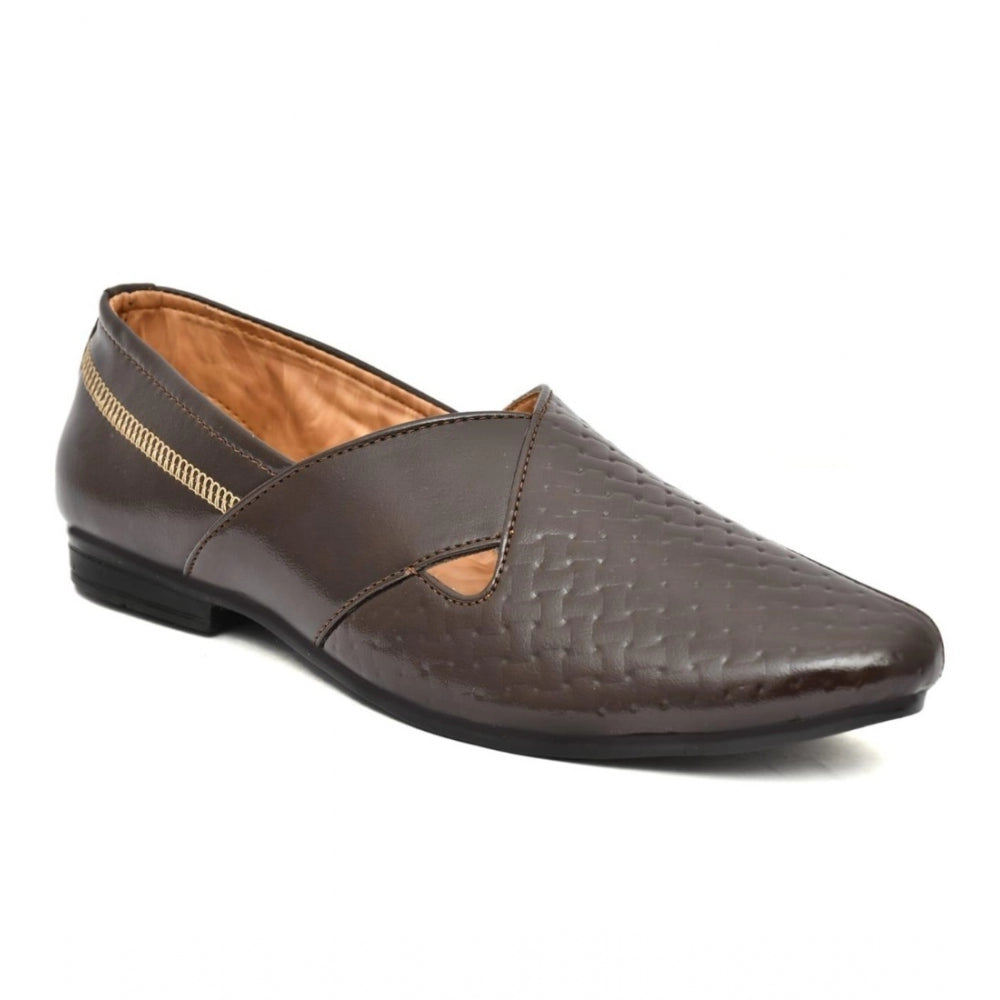 Men's Faux Leather Formal Shoes (Brown) - Brown, Faux Leather • Closure Type: Slip-On, Slip-On | POPNOVA