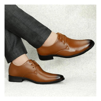 Men's Faux Leather Formal Shoes (Tan) - Tan, Faux Leather • Closure Type: Lace-Up, Lace-Up | POPNOVA